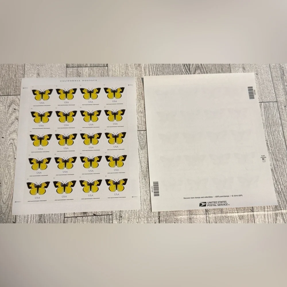 USPS California Dogface Butterfly Stamps Sheet – Non-Machinable (20 Stamps)